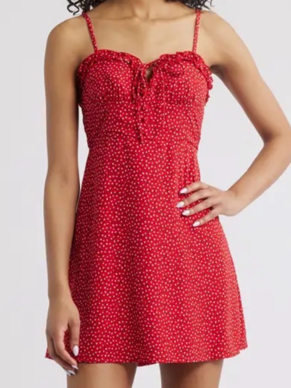 NWOT Princess Polly Love Birds Print Sleeveless Mini Dress Red Floral Smocked 4